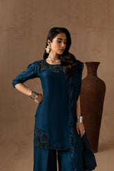 Maria Osama Khan - Royal Sapphire  - TELL - RAWSILK & Organza - 3 Piece
